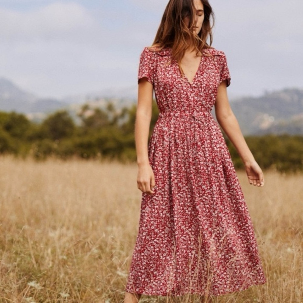 Red floral Christy Dawn “Dawn” dress